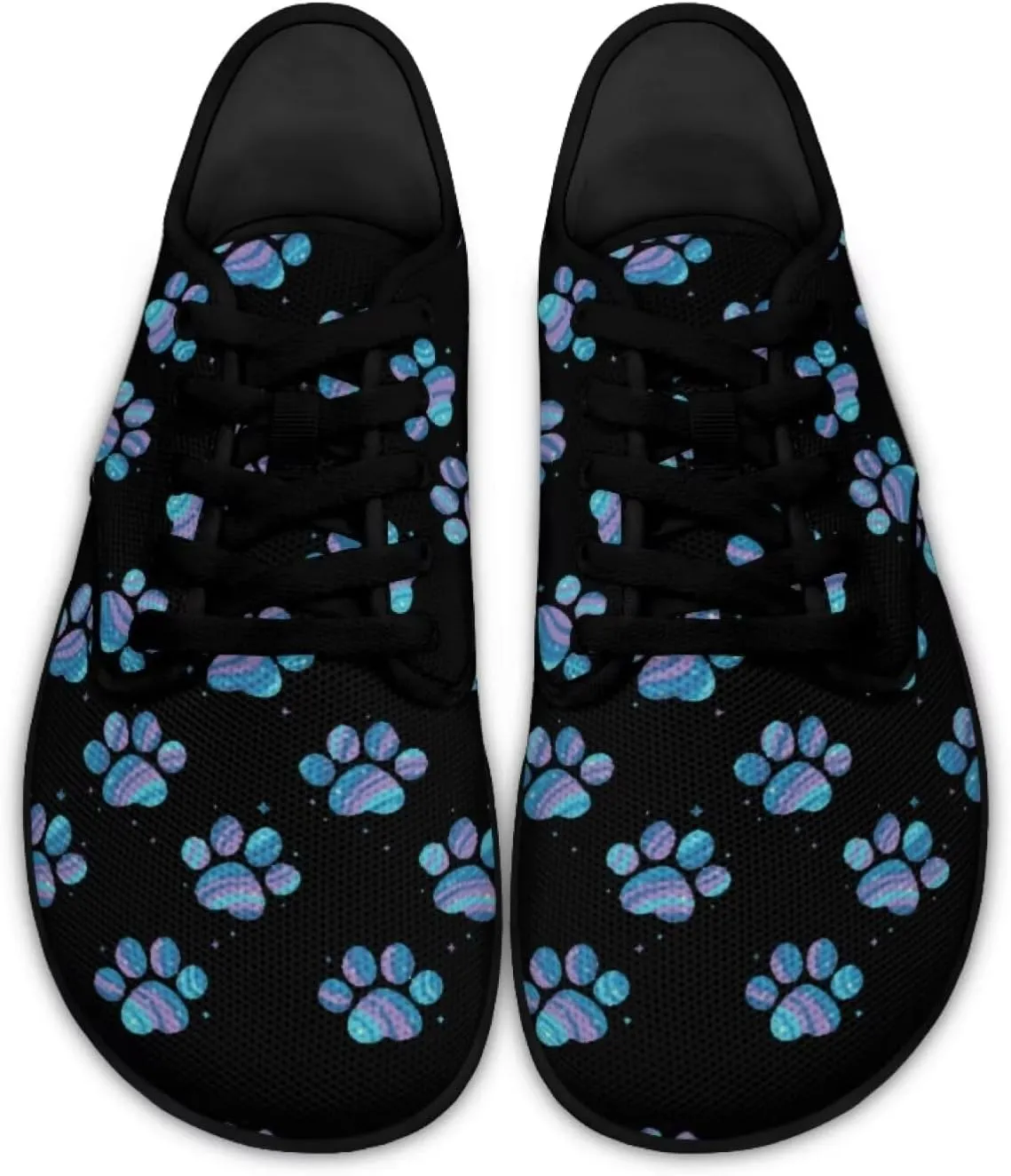 Howilath Dog Paw Print Casual Shoes for Women Lace up Barefoot Shoes Anti-Skid Running Shoes Flat Sneaker