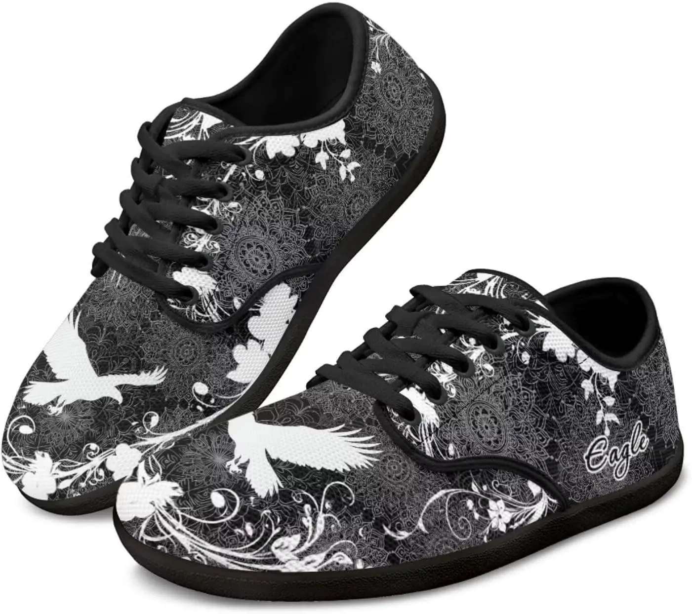 Howilath Mandala Animal Lace up Barefoot Shoes Running Sneakers Casual Sport Flat Shoes with Anti-Slip Sole