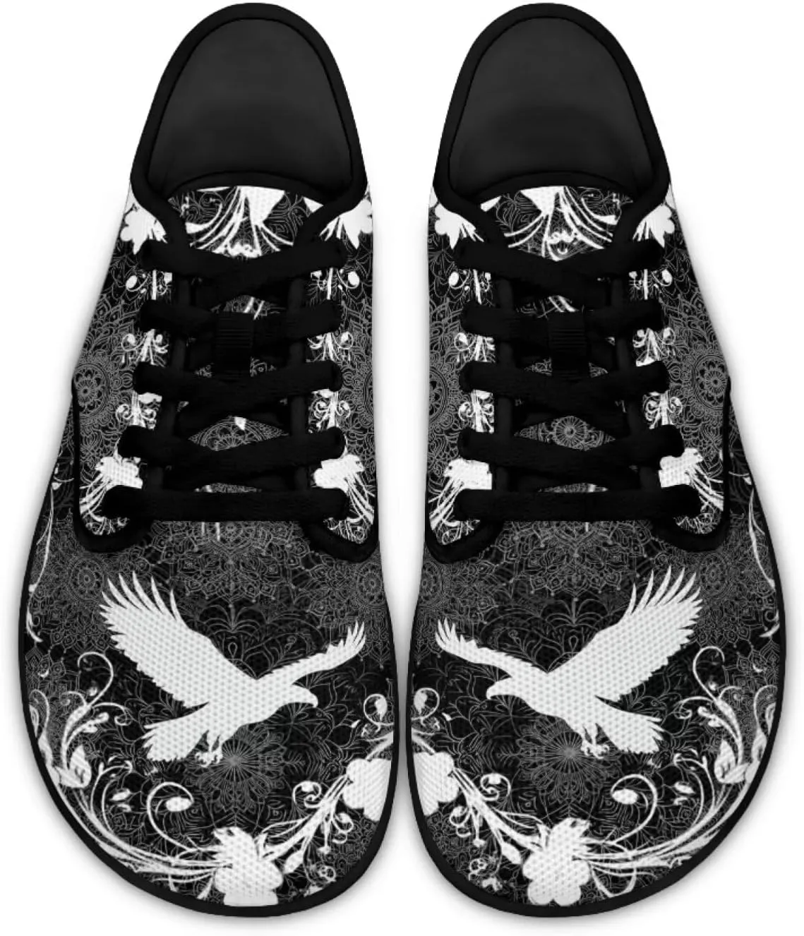 Howilath Mandala Animal Lace up Barefoot Shoes Running Sneakers Casual Sport Flat Shoes with Anti-Slip Sole
