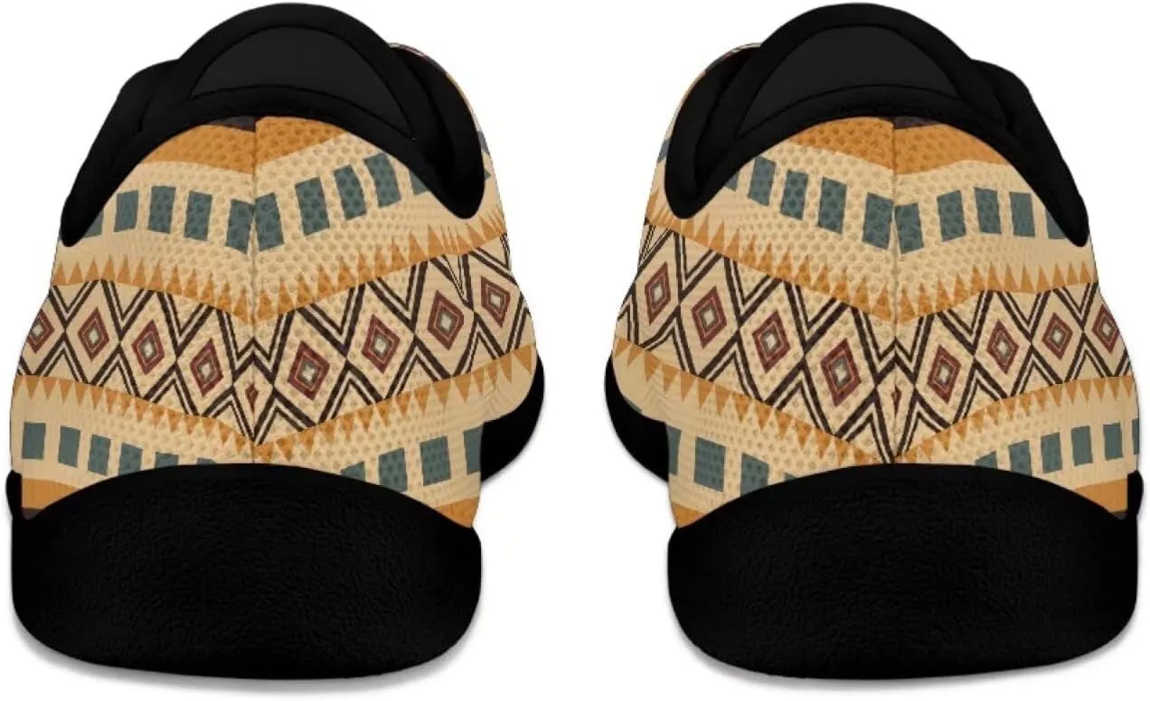 Howilath Western Aztec Lace up Barefoot Shoes Running Sneakers Flat Shoes Casual Sport Shoes with EVA Sole