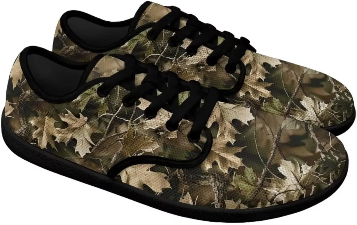Howilath Woodland Forest Print Lace up Barefoot Shoes Womens Flat Shoes Running Sneakers Casual Sport Shoes