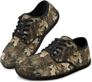 Howilath Woodland Forest Print Lace up Barefoot Shoes Womens Flat Shoes Running Sneakers Casual Sport Shoes
