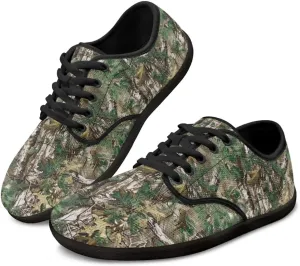 Howilath Woodland Forest Print Lace up Barefoot Shoes Womens Flat Shoes Running Sneakers Casual Sport Shoes