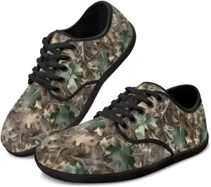 Howilath Woodland Forest Print Lace up Barefoot Shoes Womens Flat Shoes Running Sneakers Casual Sport Shoes