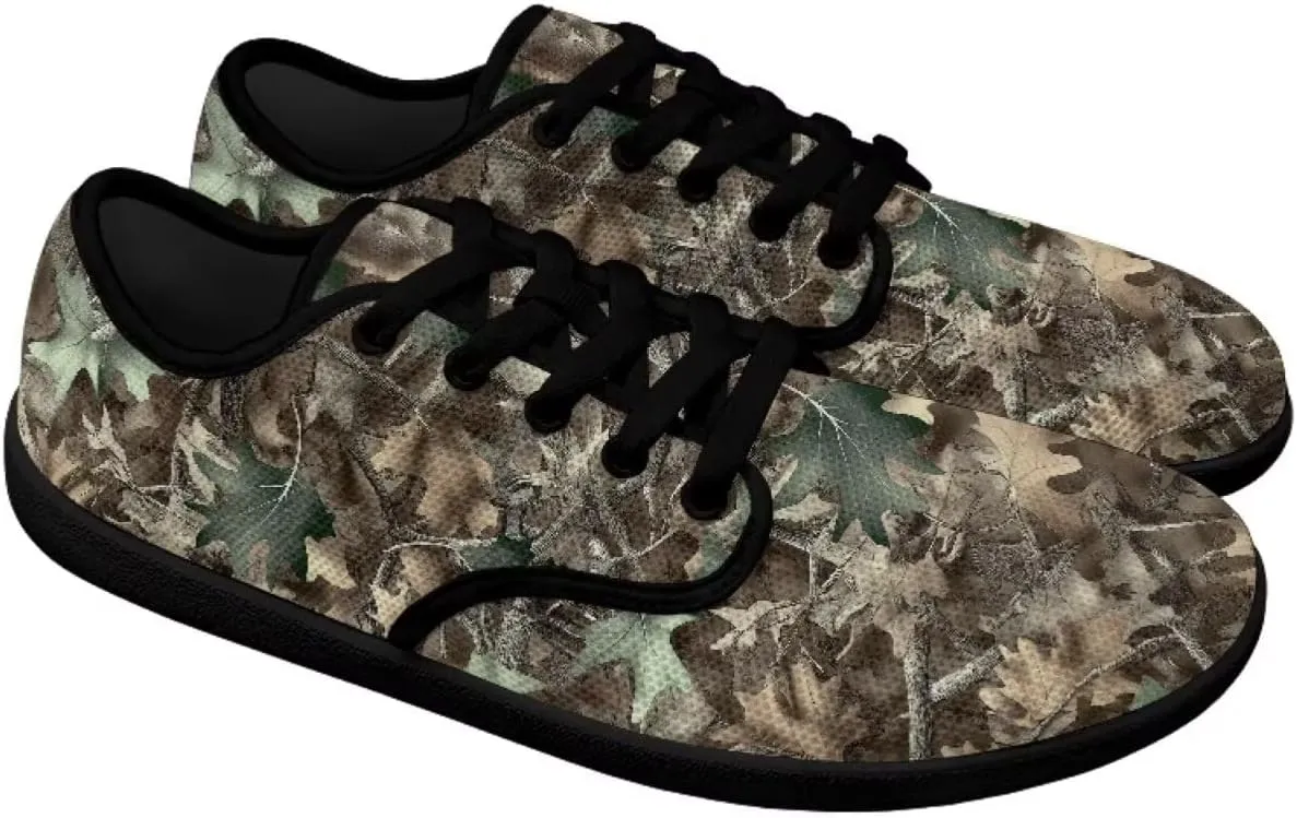 Howilath Woodland Forest Print Lace up Barefoot Shoes Womens Flat Shoes Running Sneakers Casual Sport Shoes