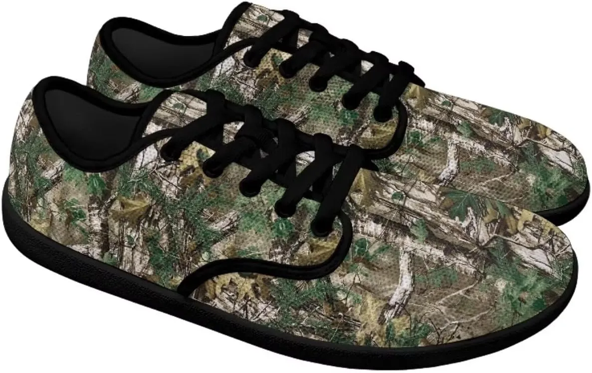 Howilath Woodland Forest Print Lace up Barefoot Shoes Womens Flat Shoes Running Sneakers Casual Sport Shoes