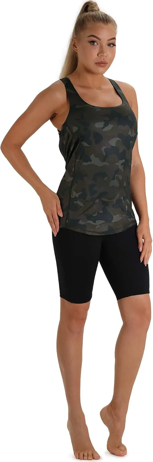 icyzone Women's Open Back Workout Athletic Yoga Tank Tops with Built in Bra