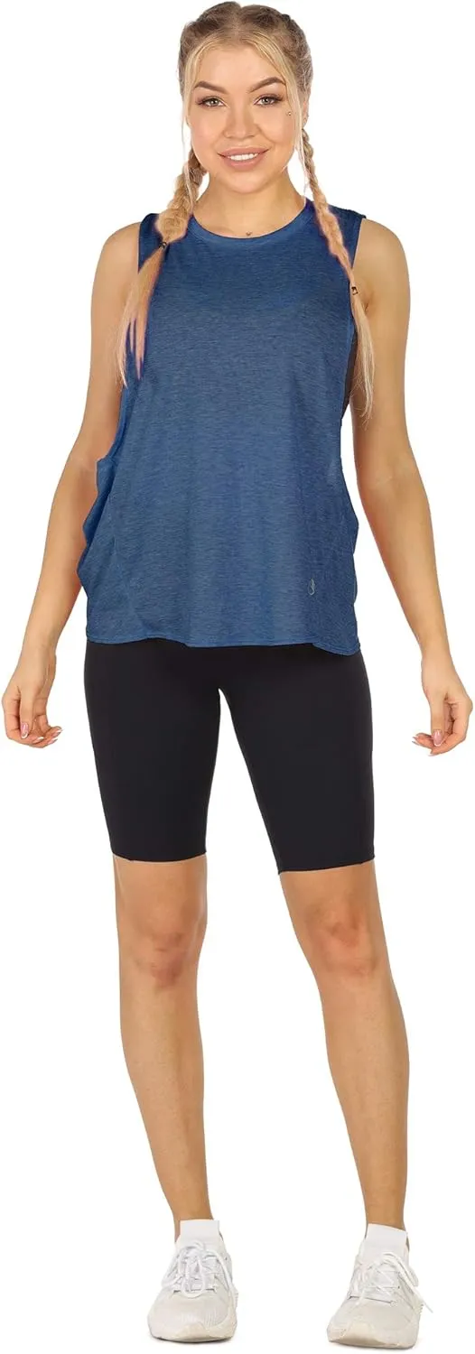 icyzone Workout Tank Tops for Women - Open Back Strappy Athletic Tanks, High Neck Yoga Tops, Gym Shirts