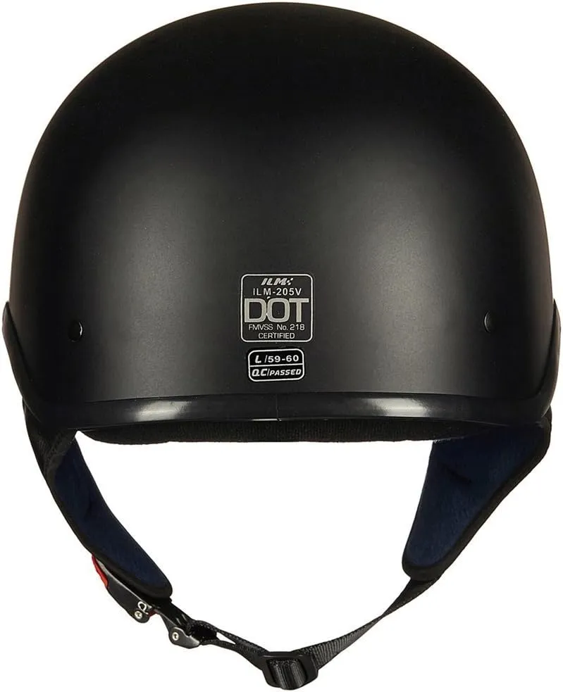 ILM Half Helmet Motorcycle Open Face Sun Visor Quick Release Buckle DOT Approved Cycling Motocross Suits Men Women 205V (M, Matt Black)