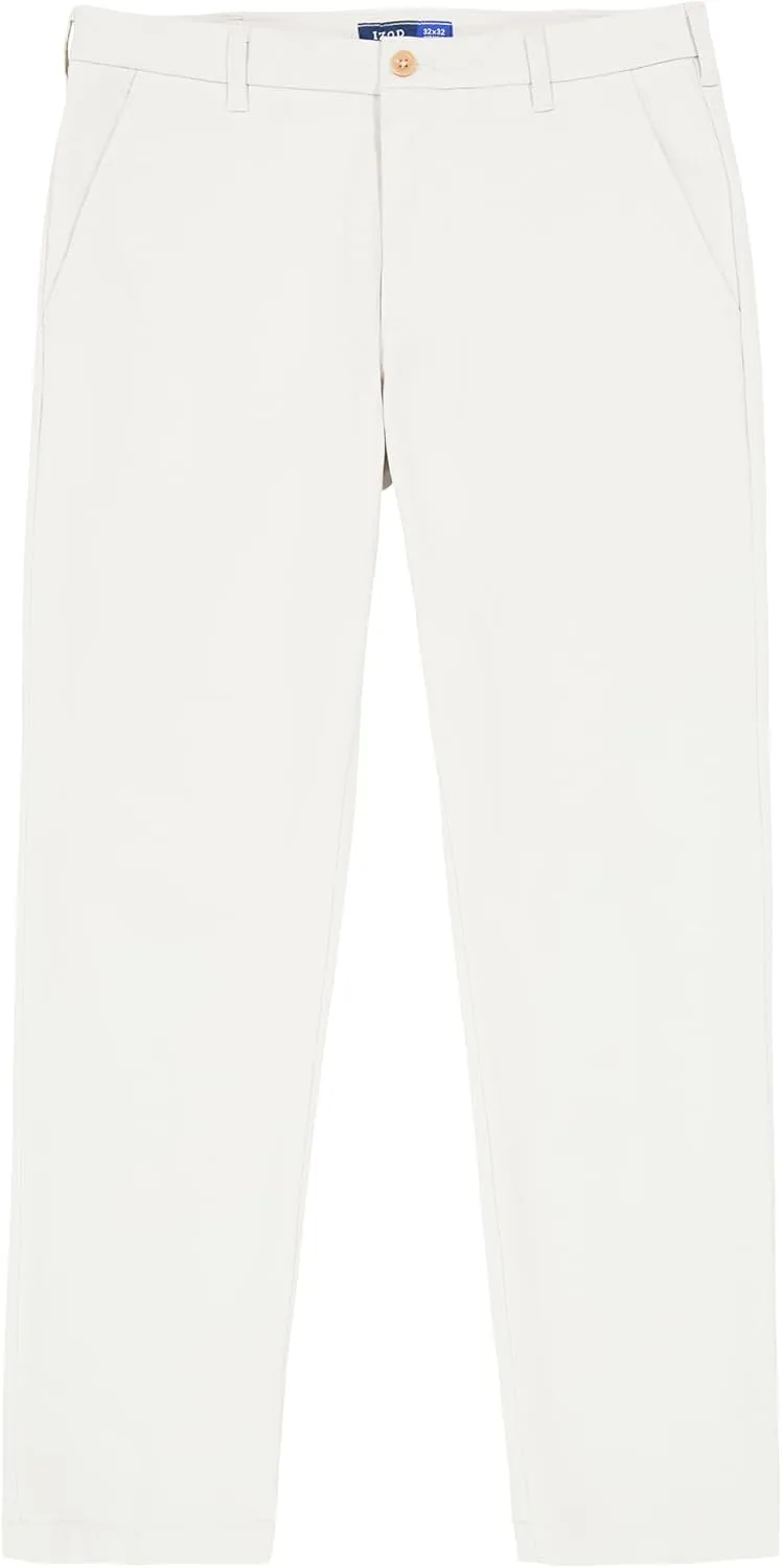 IZOD Men's Performance Stretch Straight Fit Flat Front Chino Pant