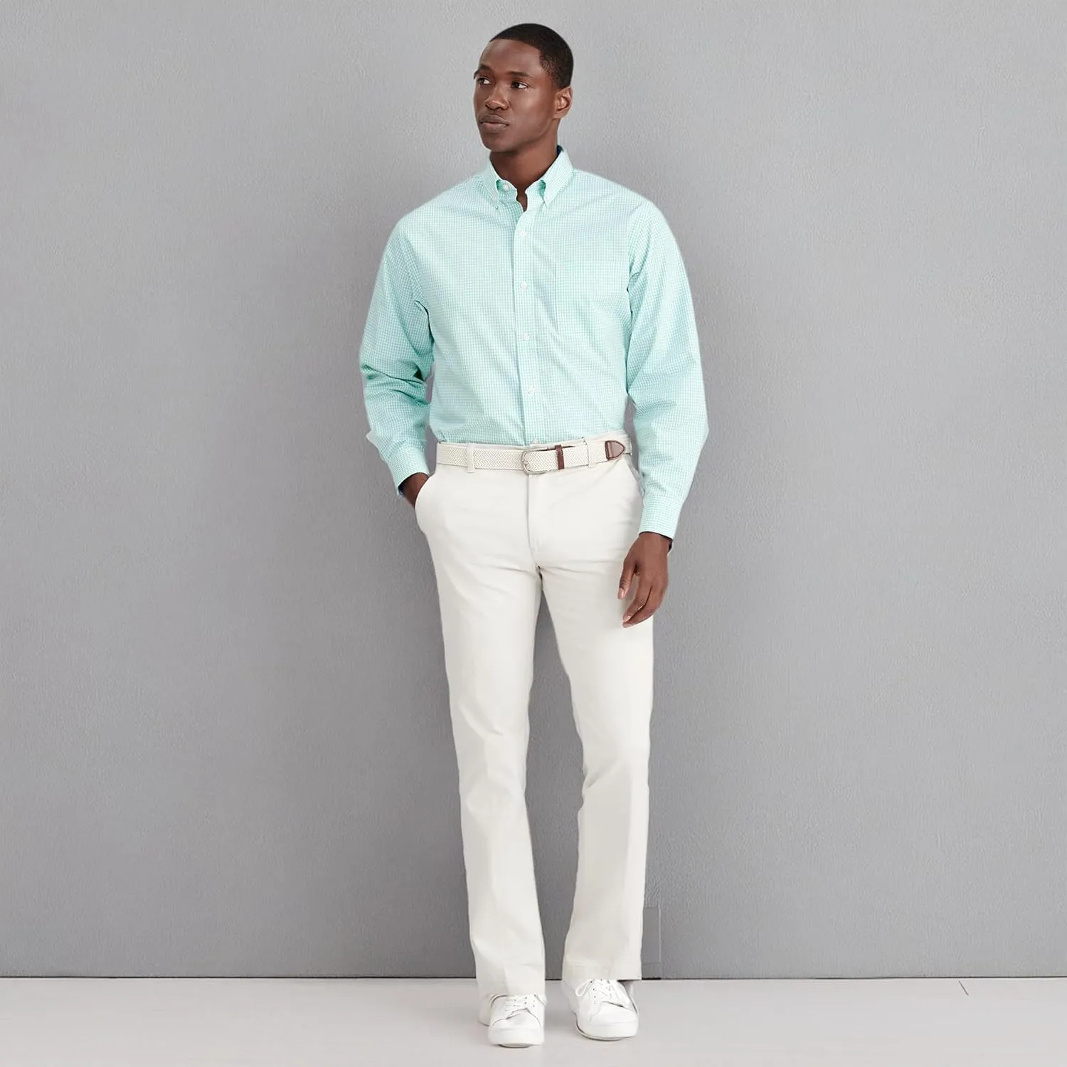 IZOD Men's Performance Stretch Straight Fit Flat Front Chino Pant