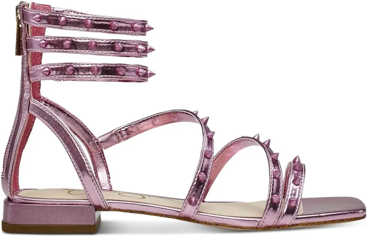 Jessica Simpson Womens Cenedra Studded Faux Leather Ankle Strap