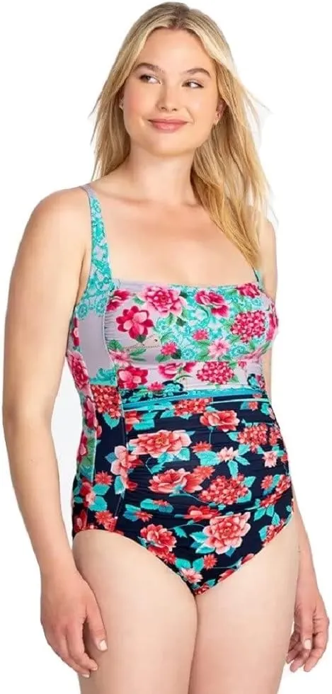 Johnny Was Japer Ruched One Piece Swimsuit - CSW2122-Y (Small, Multi)