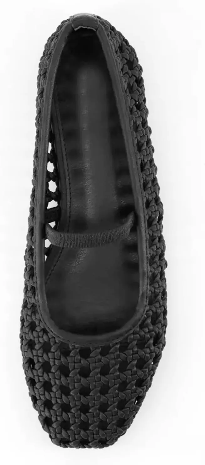 JORISTIMO Woven Strap Ballet Flats for Women Strap Ballerina Flat Shoes Comfortable Round Toe Mary Jane Flat