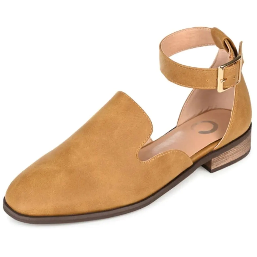 Journee Collection Womens Loreta Wide Width Buckle Square Toe Loafer Flats - 9 W - Mustard