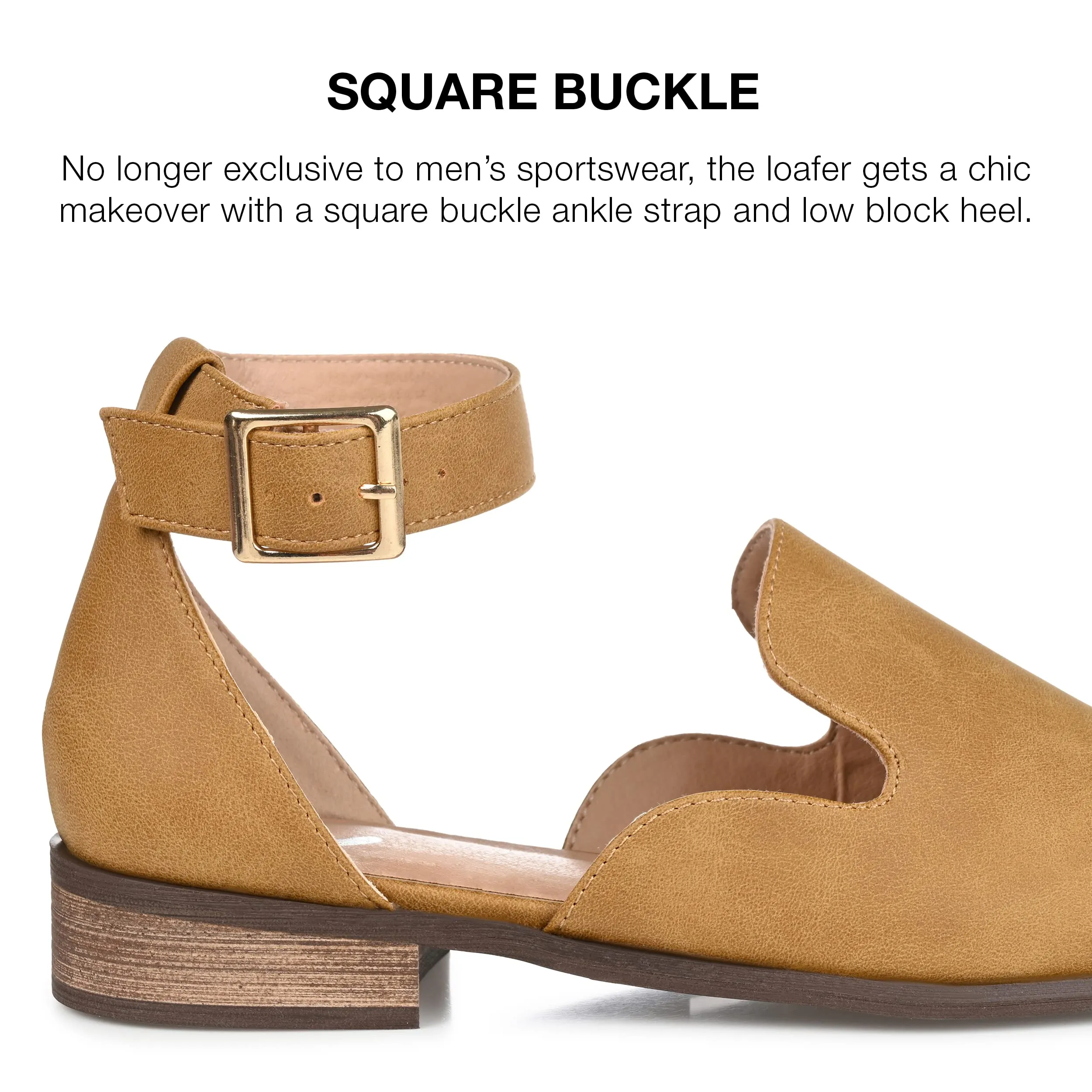 Journee Collection Womens Loreta Wide Width Buckle Square Toe Loafer Flats - 9 W - Mustard
