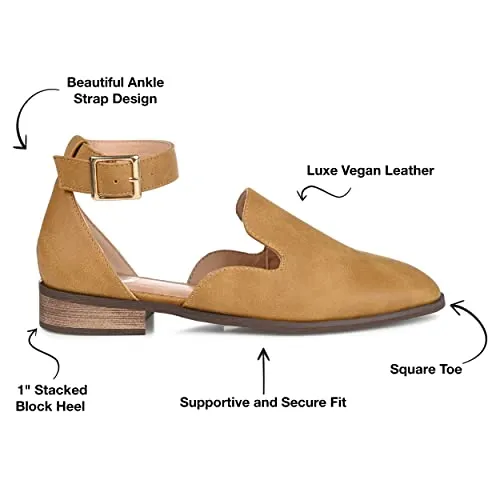 Journee Collection Womens Loreta Wide Width Buckle Square Toe Loafer Flats - 9 W - Mustard