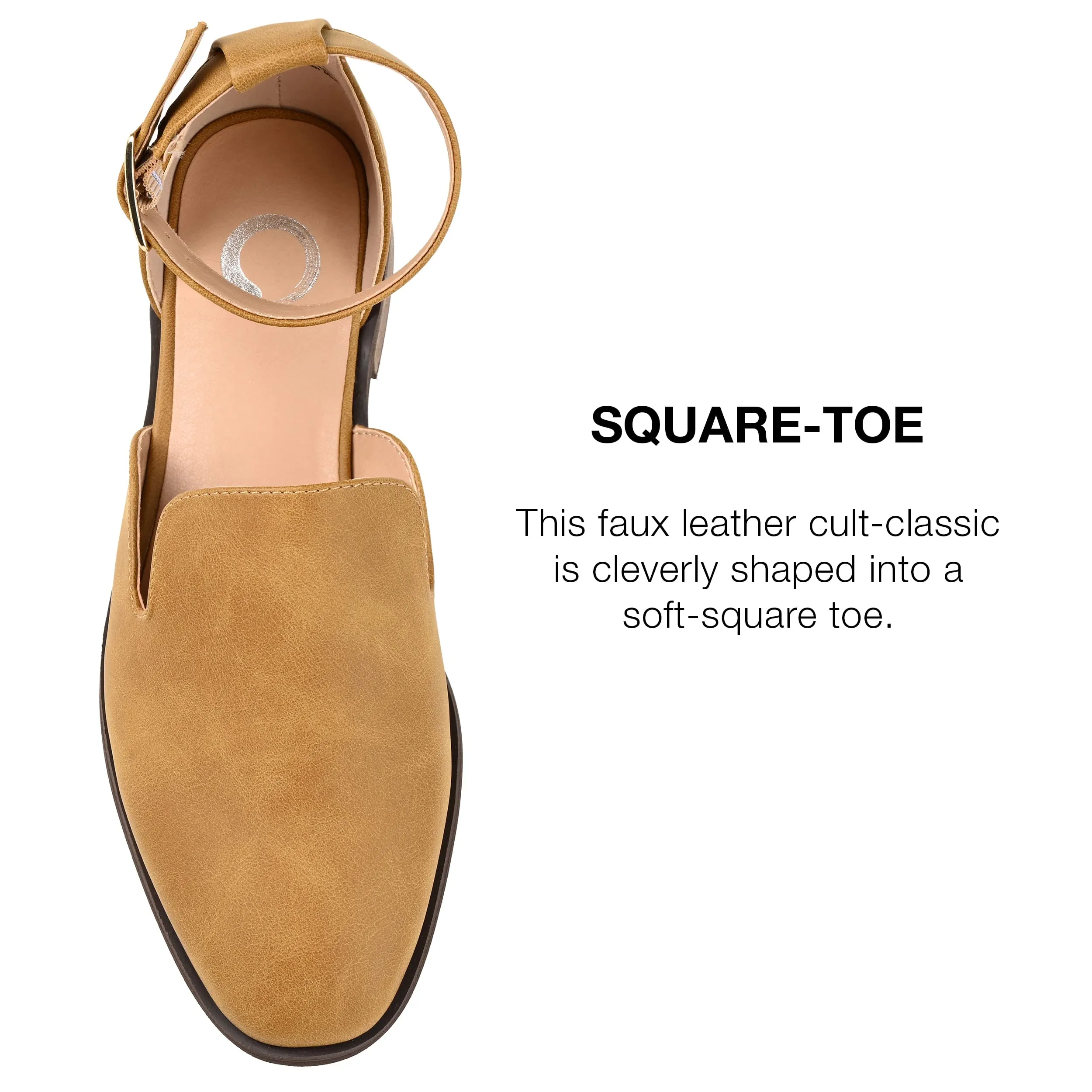 Journee Collection Womens Loreta Wide Width Buckle Square Toe Loafer Flats - 9 W - Mustard