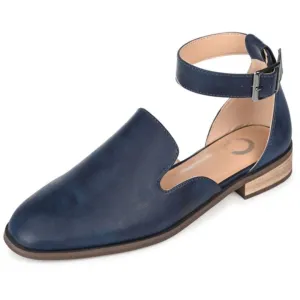 Journee Collection Women's Loreta Width Buckle Square Toe Loafer Flats Navy - Size - 9 Wide