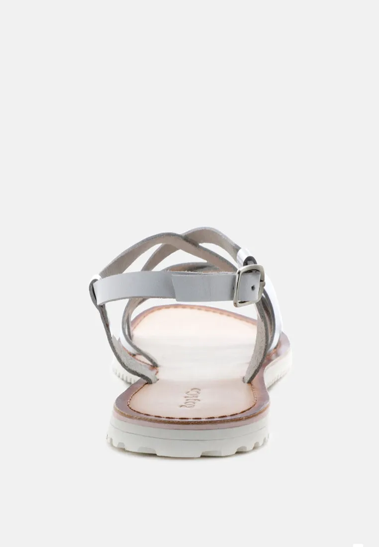 June Strappy Flat Leather Sandals By Ruw