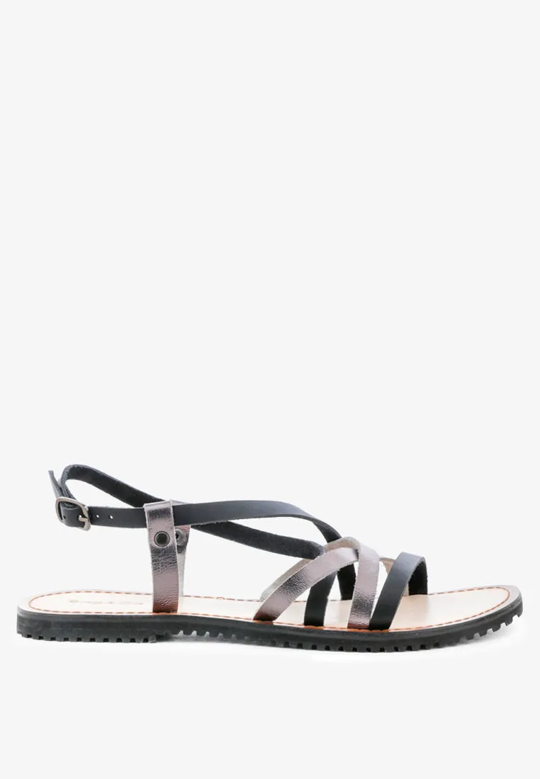 June Strappy Flat Leather Sandals By Ruw