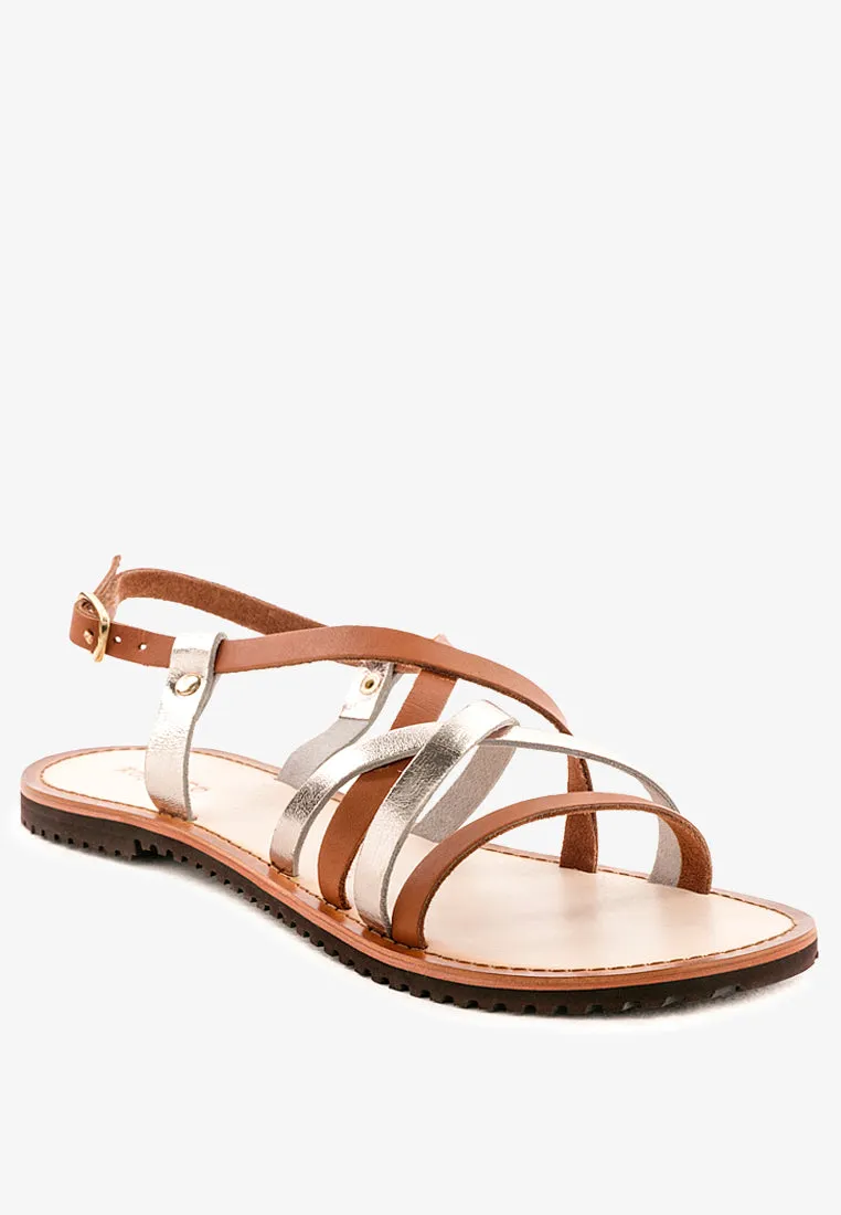June Strappy Flat Leather Sandals By Ruw