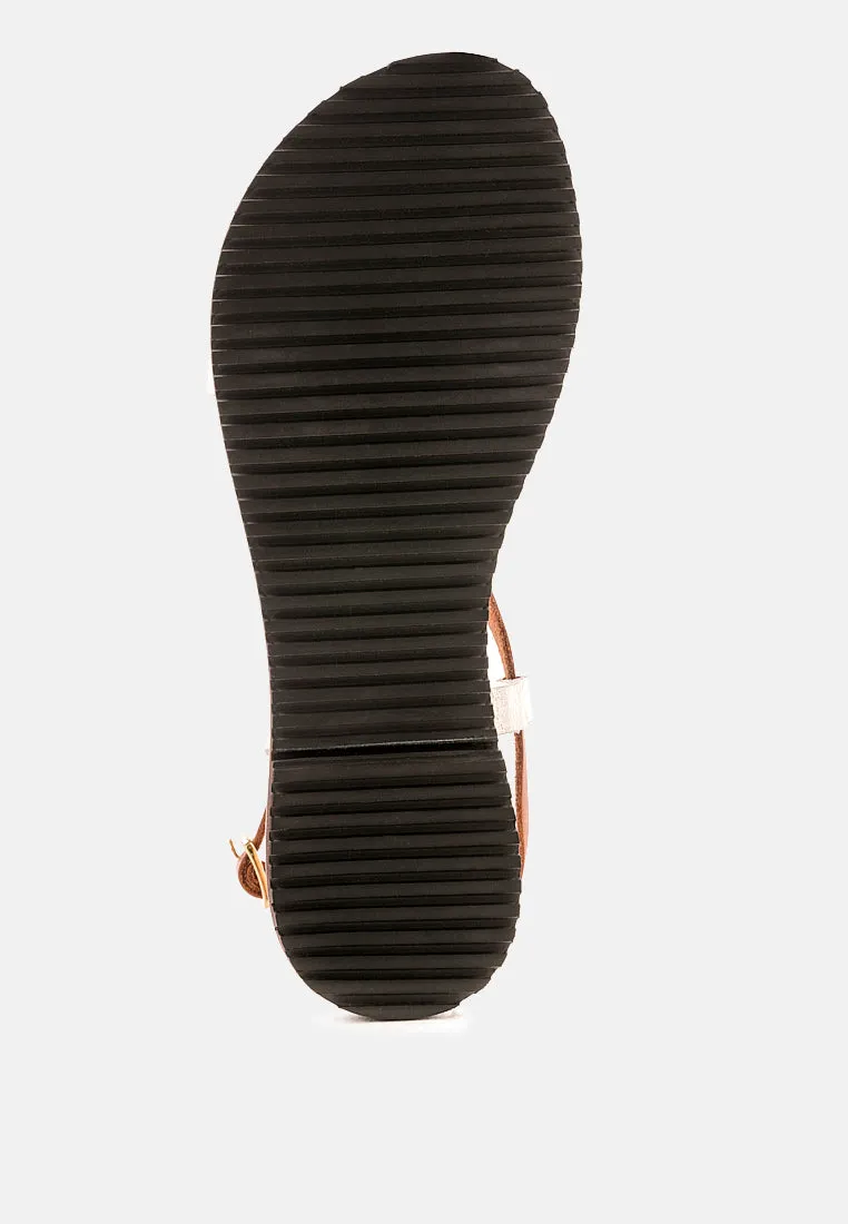 June Strappy Flat Leather Sandals By Ruw