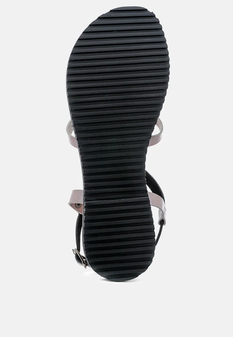 June Strappy Flat Leather Sandals By Ruw