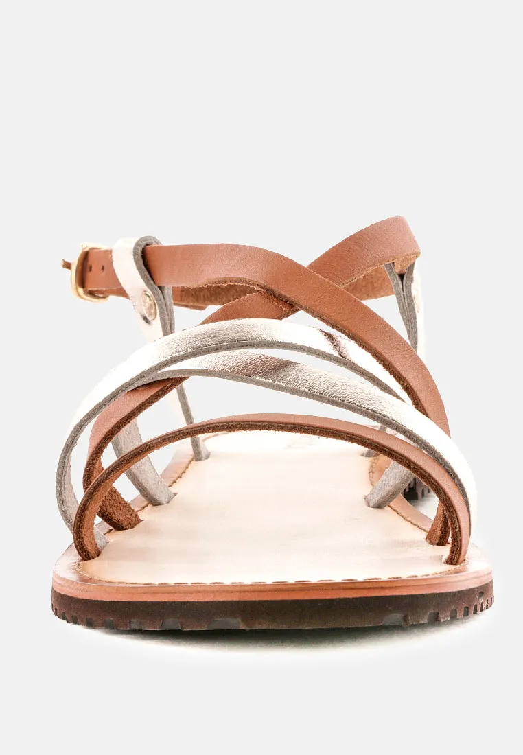 June Strappy Flat Leather Sandals By Ruw