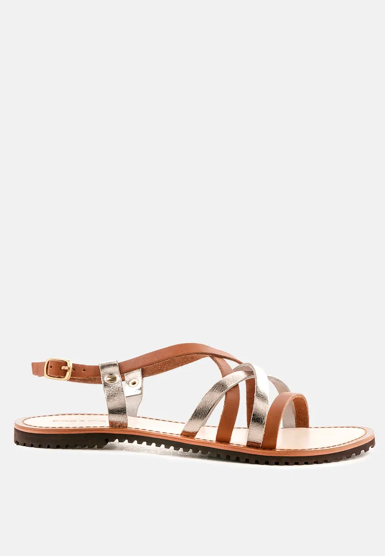 June Strappy Flat Leather Sandals By Ruw