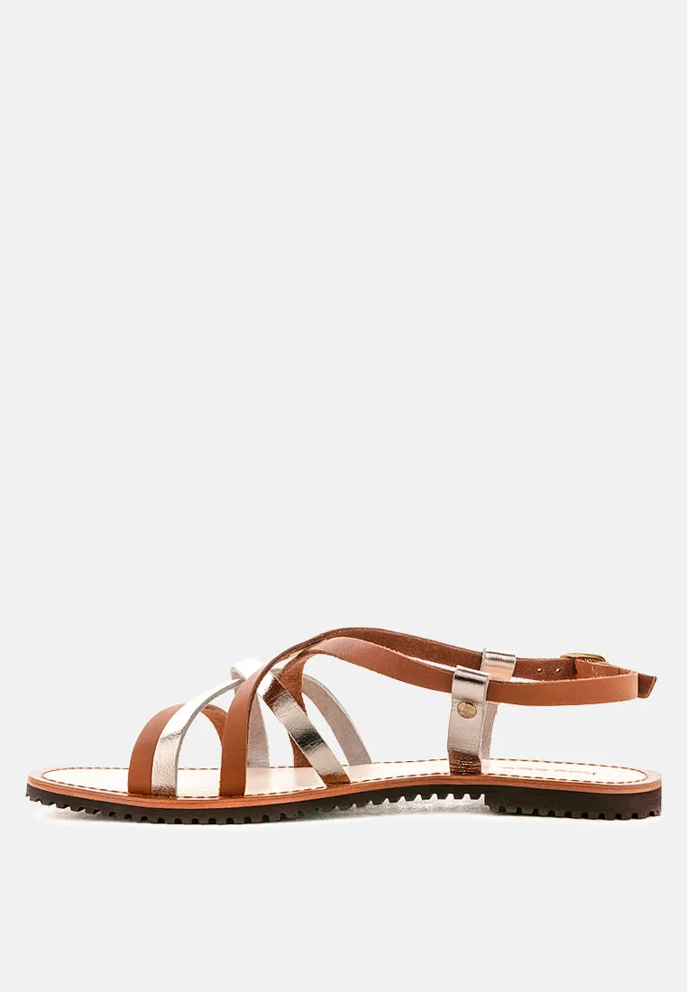 June Strappy Flat Leather Sandals By Ruw