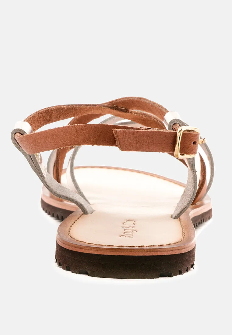 June Strappy Flat Leather Sandals By Ruw