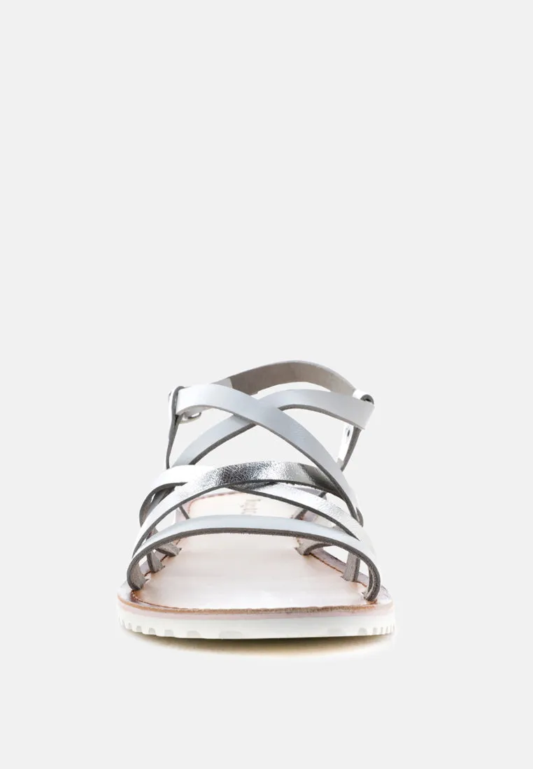 June Strappy Flat Leather Sandals By Ruw