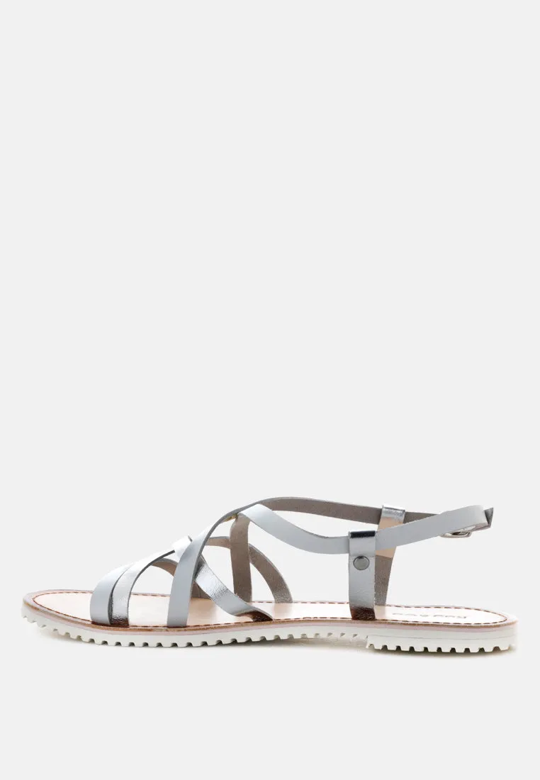 June Strappy Flat Leather Sandals By Ruw