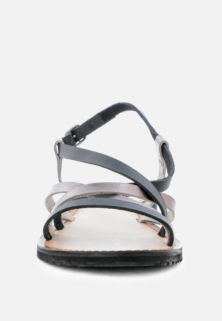 June Strappy Flat Leather Sandals By Ruw