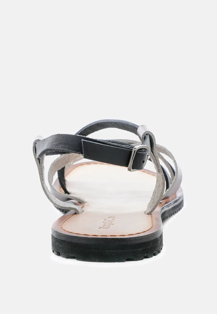 June Strappy Flat Leather Sandals By Ruw