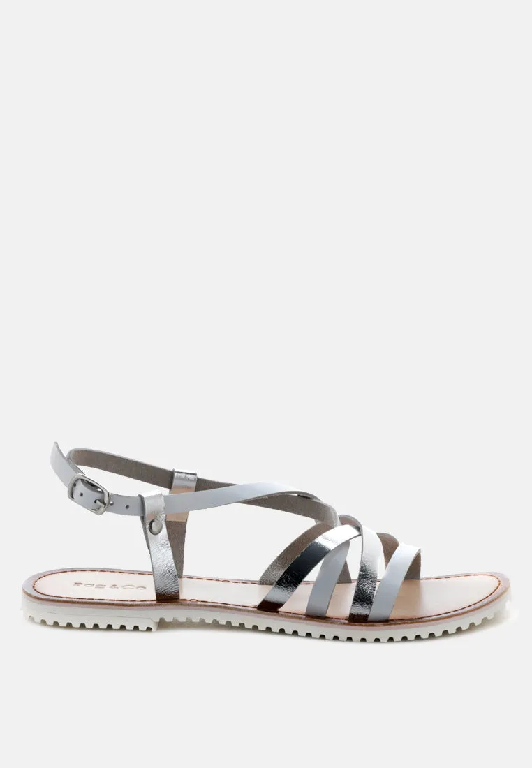 June Strappy Flat Leather Sandals By Ruw