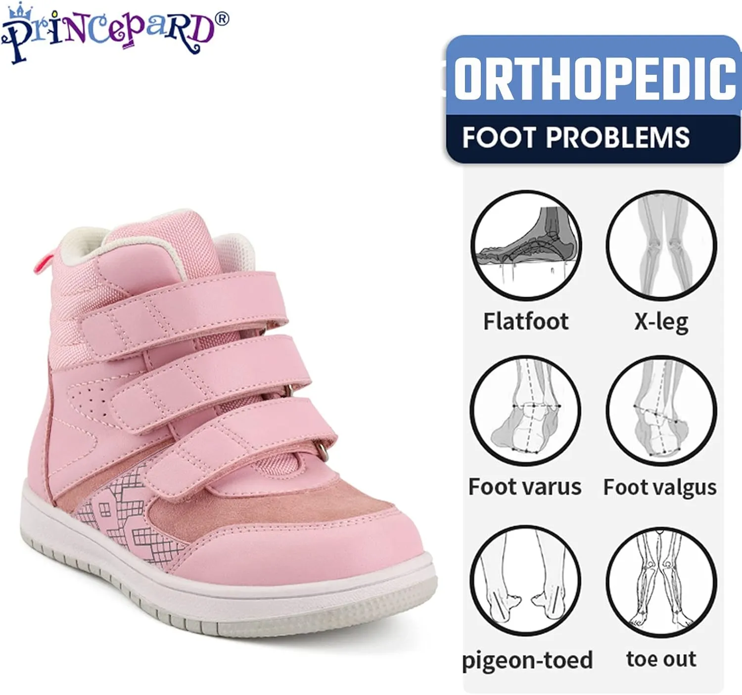 Kids Orthopedic Shoes,Toddlers Corrective High Top Boots with Arch and Ankle Support,Improve Children's Flat Feet and Valgus/varus