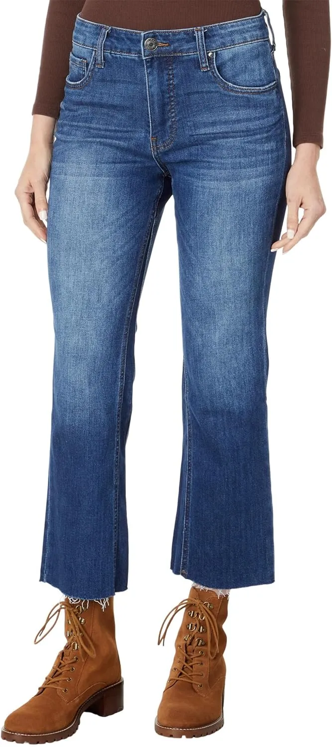 KUT from the Kloth Petite Kelsey High-Rise Fab AB Ankle Flare in Royal