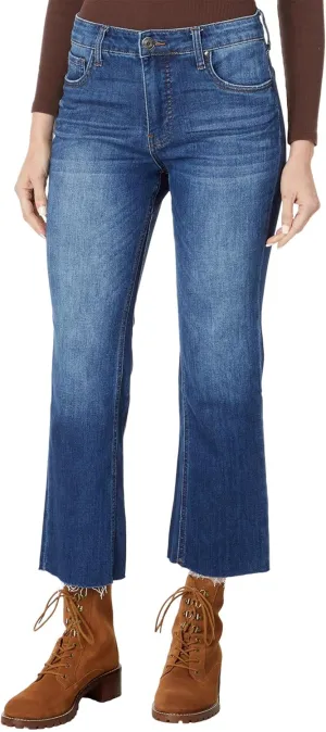 KUT from the Kloth Petite Kelsey High-Rise Fab AB Ankle Flare in Royal