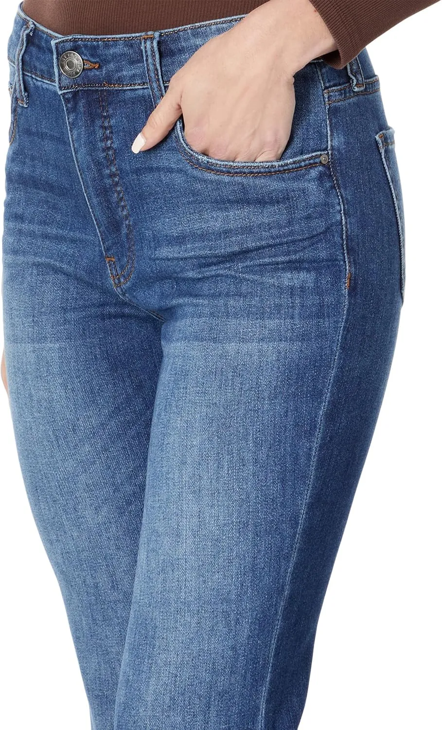 KUT from the Kloth Petite Kelsey High-Rise Fab AB Ankle Flare in Royal