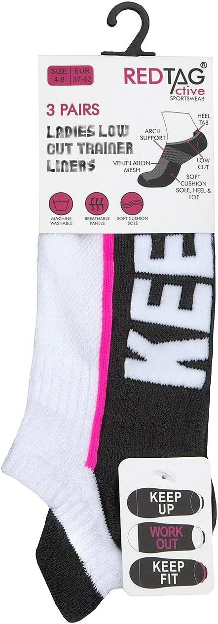 Ladies 3 pack of Low Cut Trainer Liners Gym Socks