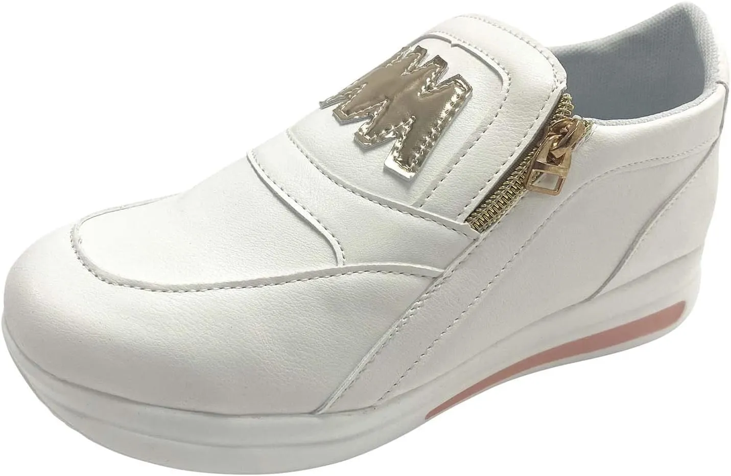 Ladies Fashion Solid Color Flock Side Zipper Platform Comfortable Casual Sports Shoes Womens Club C Sneaker