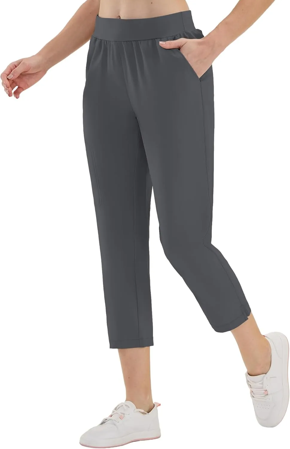 LastFor1 Women's Golf Pants High Waisted Water Resistant UPF 50  7/8 Ankle Pants with Pockets Lightweight Athletic Casual