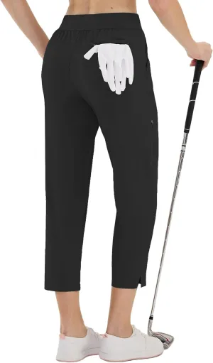 LastFor1 Women's Golf Pants High Waisted Water Resistant UPF 50  7/8 Ankle Pants with Pockets Lightweight Athletic Casual