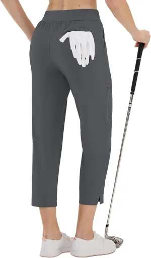 LastFor1 Women's Golf Pants High Waisted Water Resistant UPF 50  7/8 Ankle Pants with Pockets Lightweight Athletic Casual