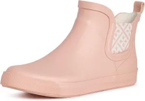 Laura Ashley Women's Rain Boots, Mid Cut Rubber Rain Boots for Women - Waterproof Flat Heeled Ankle Boots for Ladies