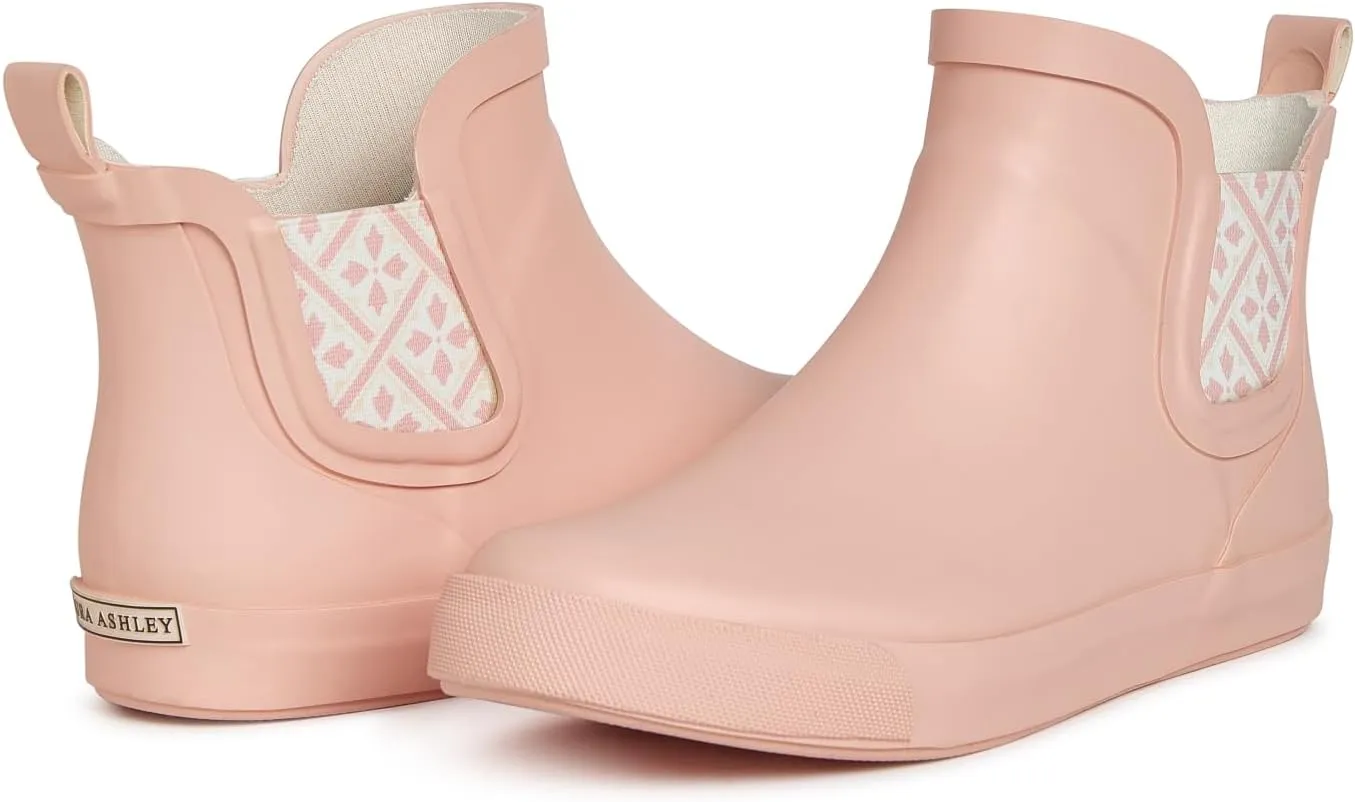 Laura Ashley Women's Rain Boots, Mid Cut Rubber Rain Boots for Women - Waterproof Flat Heeled Ankle Boots for Ladies