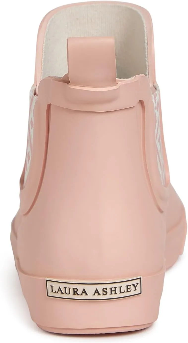 Laura Ashley Women's Rain Boots, Mid Cut Rubber Rain Boots for Women - Waterproof Flat Heeled Ankle Boots for Ladies