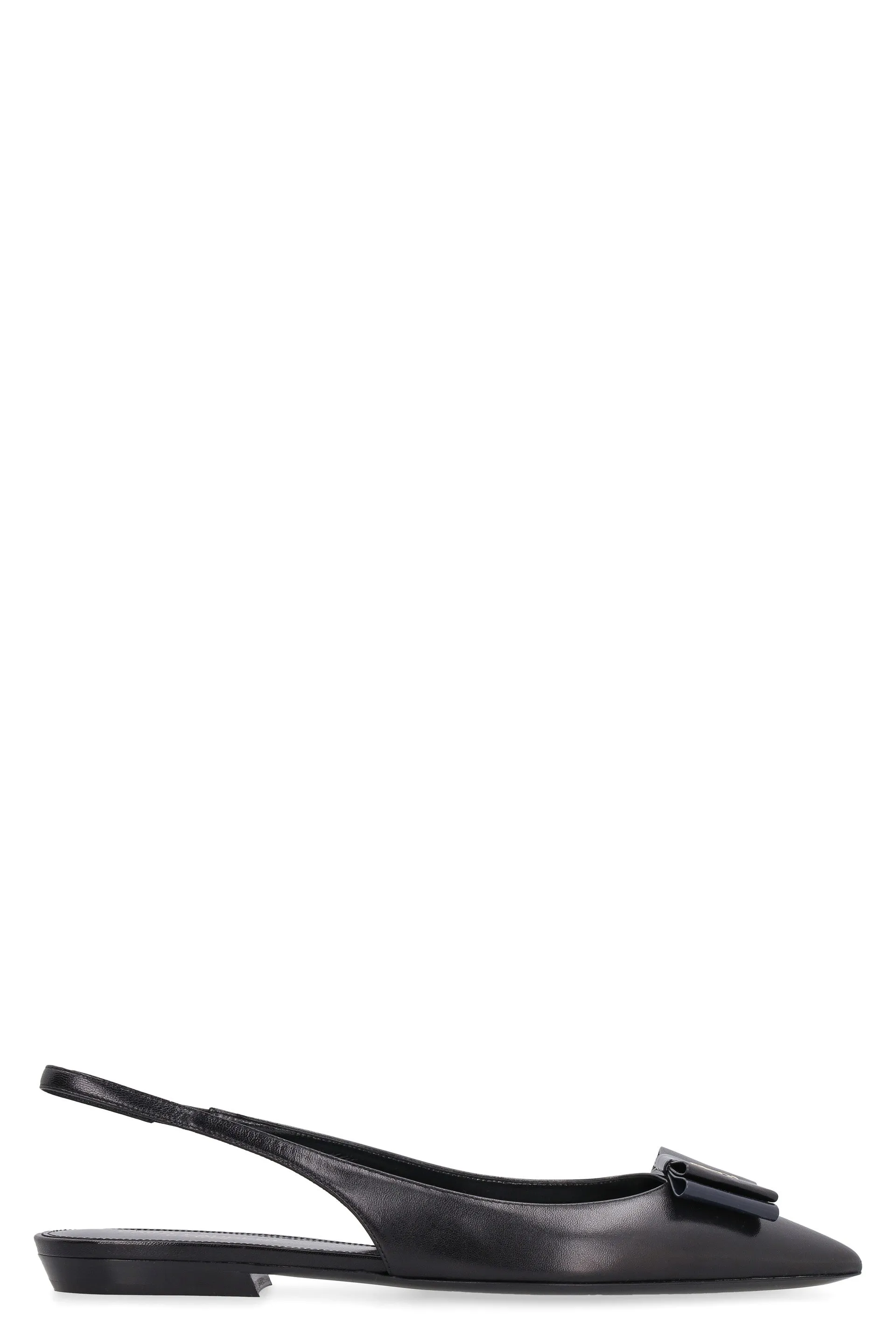 Leather pointy-toe flat slingback